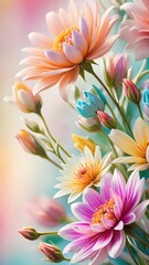 Fototapeta premium detailed flowers, floral decor, elegant flowers, flower composition