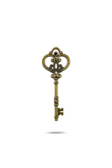 Close up Key vintage isolated on white background with clipping path.