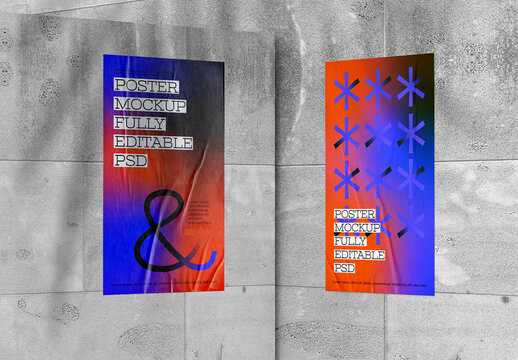  Glued Poster on Local Blind Mockup