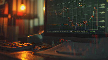 Computer monitor displaying graph