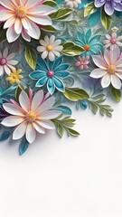 floral border, flower border, digital painting, botanical art