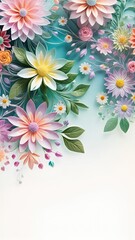 floral border, flower border, digital painting, botanical art