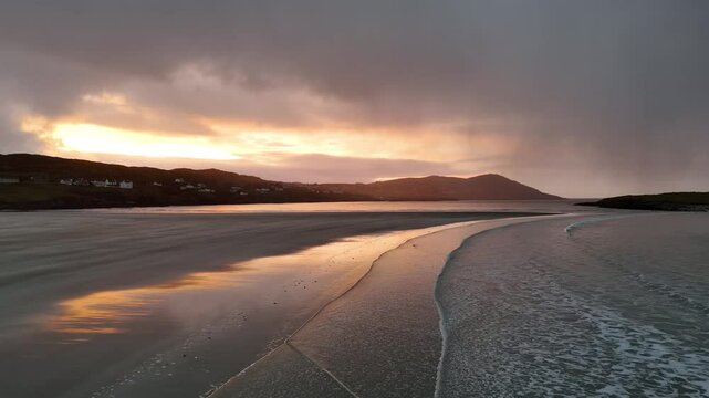 Beautiful sunset at Portnoo Narin beach in County Donegal - Ireland
