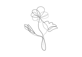 Continuous one line drawing of flower, single line vector illustration of flower with flower bud