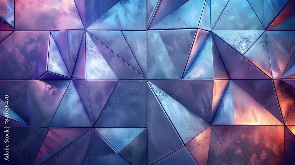 Poster abstract geometric background with purple and blue triangular patterns. a modern and stylish design.