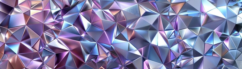 Abstract iridescent geometric pattern. Purple, blue, and white hues.