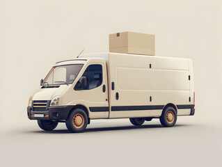 3d Vector Delivery Van with Box cargo, Delivery and online shopping concept, pickup car van on white background