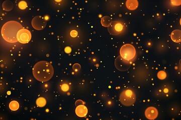 Flying Golden Glowing Particles On A Dark Background