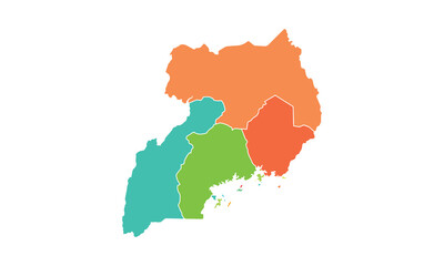 Map of Uganda isolated modern colorful style. for website layouts, background, education, precise, customizable, Travel worldwide, map silhouette backdrop, earth geography, political, reports. 