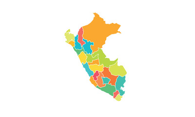 Map of Peru isolated modern colorful style. for website layouts, background, education, precise, customizable, Travel worldwide, map silhouette backdrop, earth geography, political, reports. 