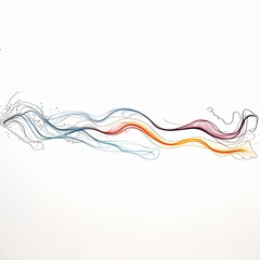 streams of color liquid flowing together to form one strong flow horizontal direction clean white background generated by AI. High quality photo