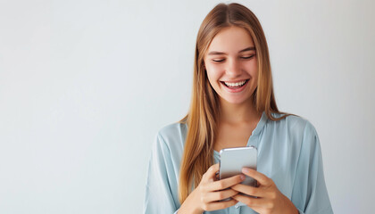 Fototapeta premium Smiling Woman Texting