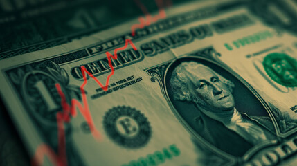 Close up dollar red arrow