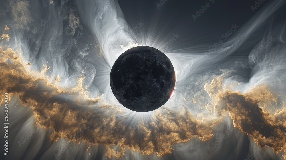 Canvas Prints A dramatic scene as the shadow cone of the solar eclipse passes over the earth, transforming day into night in