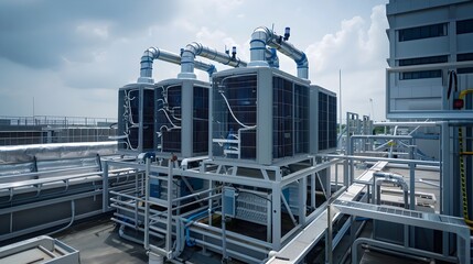 Fototapeta premium Efficient Water Reuse System for Industrial Cooling and Temperature Control Management