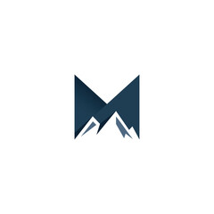 M Mountain Logo Vector Illustration. M Icon Design