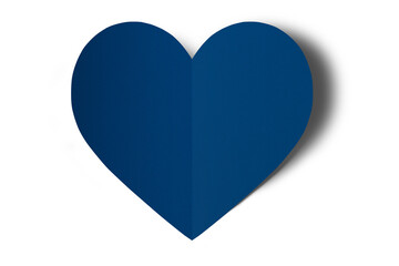 Blue origami paper heart isolated on transparent background.