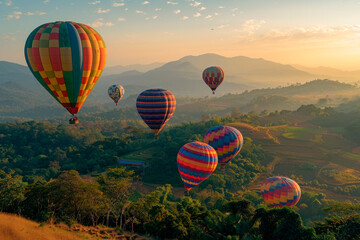 Obraz premium hot air balloon festival flying over the desert