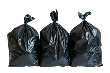 Three Black Garbage Bags Tied Up