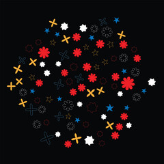 creative colorful background design by shape and outline shape and black background