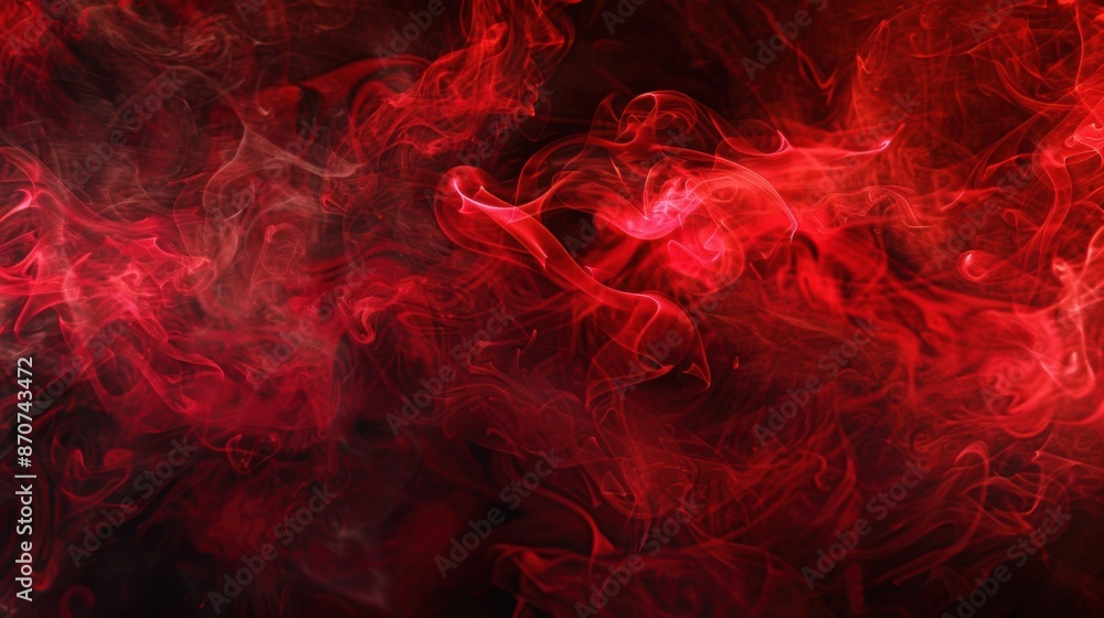 Poster swirling red smoke creating an abstract and dynamic background, perfect for dramatic and intense vis