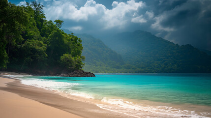 Fototapeta premium beautiful beach landscape, relaxing nature wallpaper 