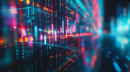 Computer screen with vibrant lights close up