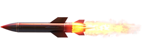 Rocket with Flames on Transparent Background