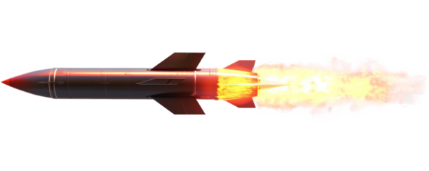Rocket with Flames on Transparent Background