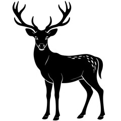Graceful Deer Stag with Large Antlers Standing Vector Illustration for Wildlife Designs