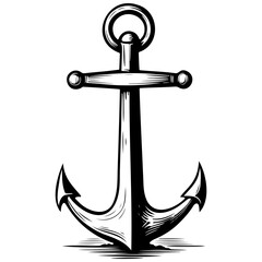 anchor hand drawn line illustration, transparent background © Сергей Тарасюк