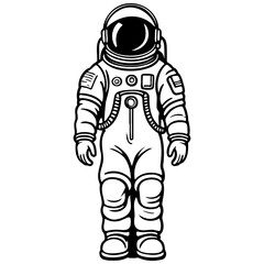 astronaut drawing, black line vector, isolated line