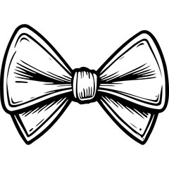 Black cartoon bow tie sketches hand drawn line illustration, transparent background