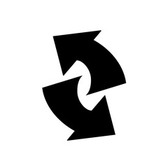 Two Black arrows icon, inverted rotate white background 