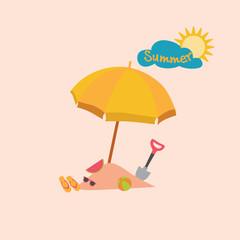 Creative Professional Trendy Illustration set of summer items - Sea, Summer Vacation, Beach, Simple Cute Tropical Resort Travel Vacation in Editable Vector Format