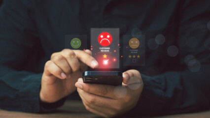 Customer Experience dissatisfied Concept. Bad review and service dislike poor quality, low rating,...