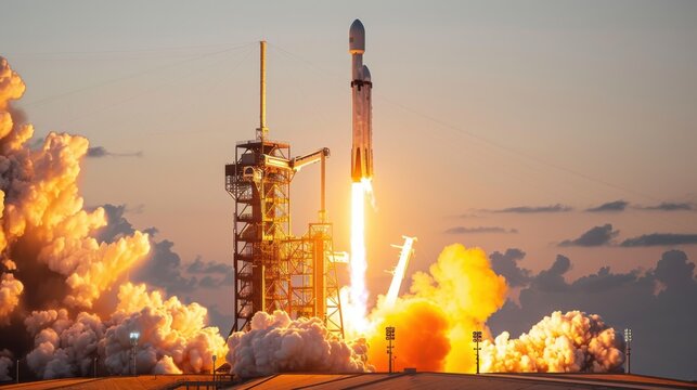 first ever launch of the SpaceX starship from launchpad 39a at cape Canaveral Florida viewd from a distance, panoramic, 8k, HD, cinematography, photorealistic, epic composition Unreal Engine,