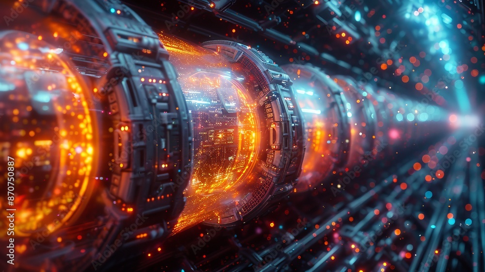 Poster capture the scale and complexity of a submarine cable network hub, where multiple cables converge an