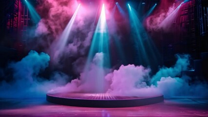 Animation of glowing stage light, 4k absract light background.