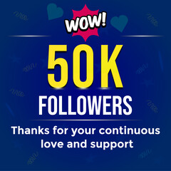 Elegant number to thank 50K followers, the latest premium Premium vector for poster, banner, celebration greeting.
