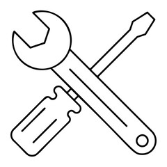 Gas Spanner cross with Screwdriver outline concept, Single Open End Spanner vector icon design, Labor Day Symbol, 1st of May Sign,  International Workersstock illustration