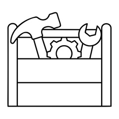 Handyman Toolbox with Tools outline concept, Trades person Equipment Carrier vector icon design, Labor Day Symbol, 1st of May Sign,  International Workersstock illustration