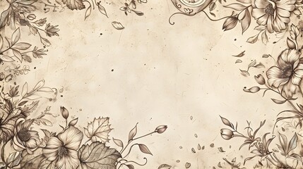 Detailed Doodle Floral Border Design with Ornate Vintage Backdrop for Mockup or Background