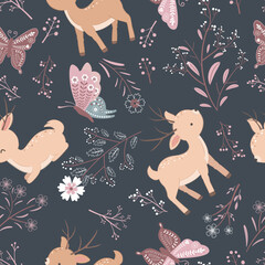Cute Reindeer Seamless Pattern
