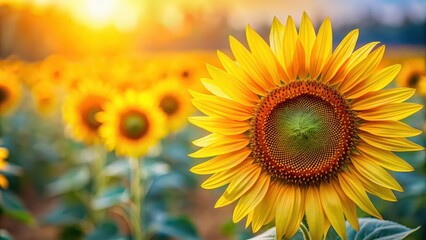 Fototapeta premium Close-up of vibrant sunflower against a background, sunflower, close-up, vibrant, colorful, nature, beauty, petals, flora, plant