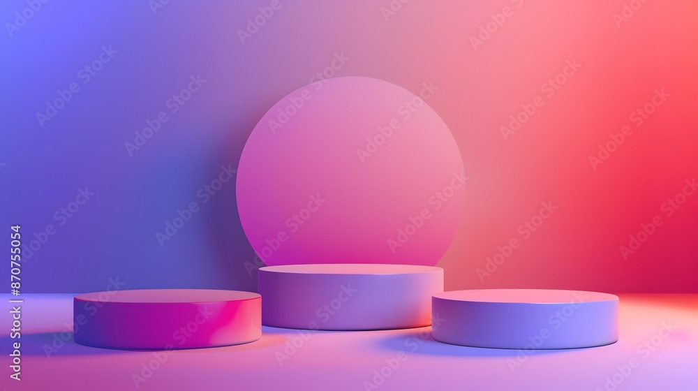 Aufkleber minimalist product display with neon gradient background.