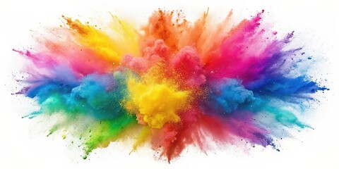 Fototapeta premium Explosion of colorful powder freeze isolated on white background