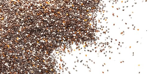 Organic Chia Seeds and Branch. Watercolor Drawing of Superfood for Healthy Diet