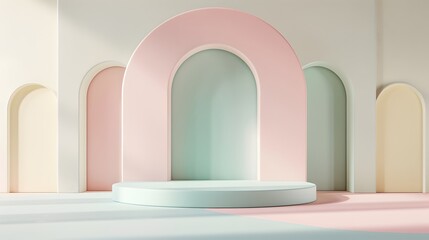 Minimalist Pastel Archway with Platform.