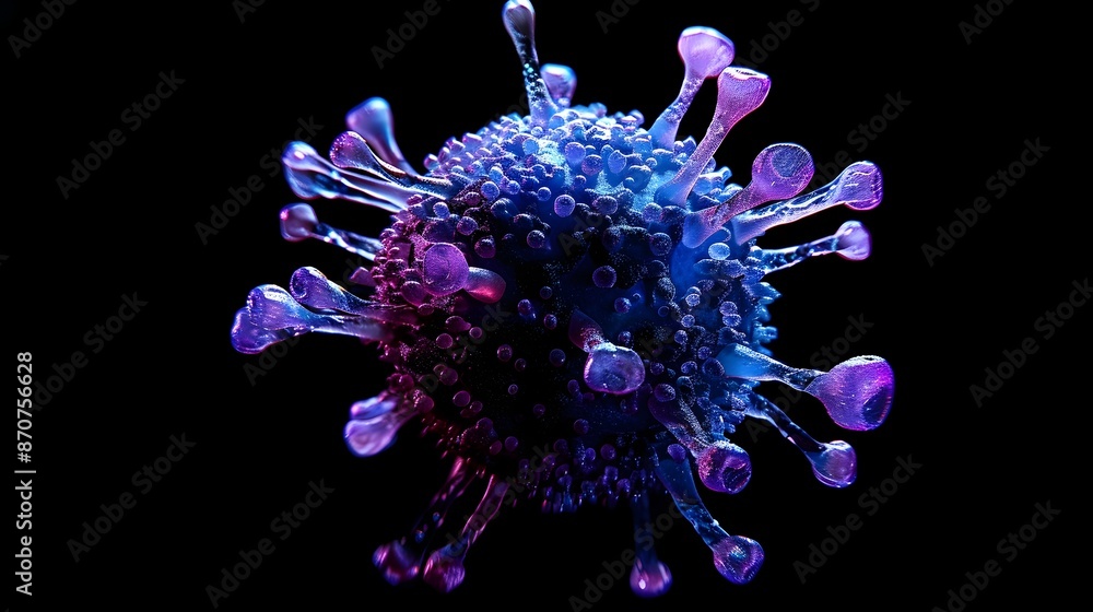 Poster detailed microscopic view of virus particle in lab environment